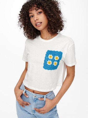 ONLY - Camiseta 'Woodstock' en blanco