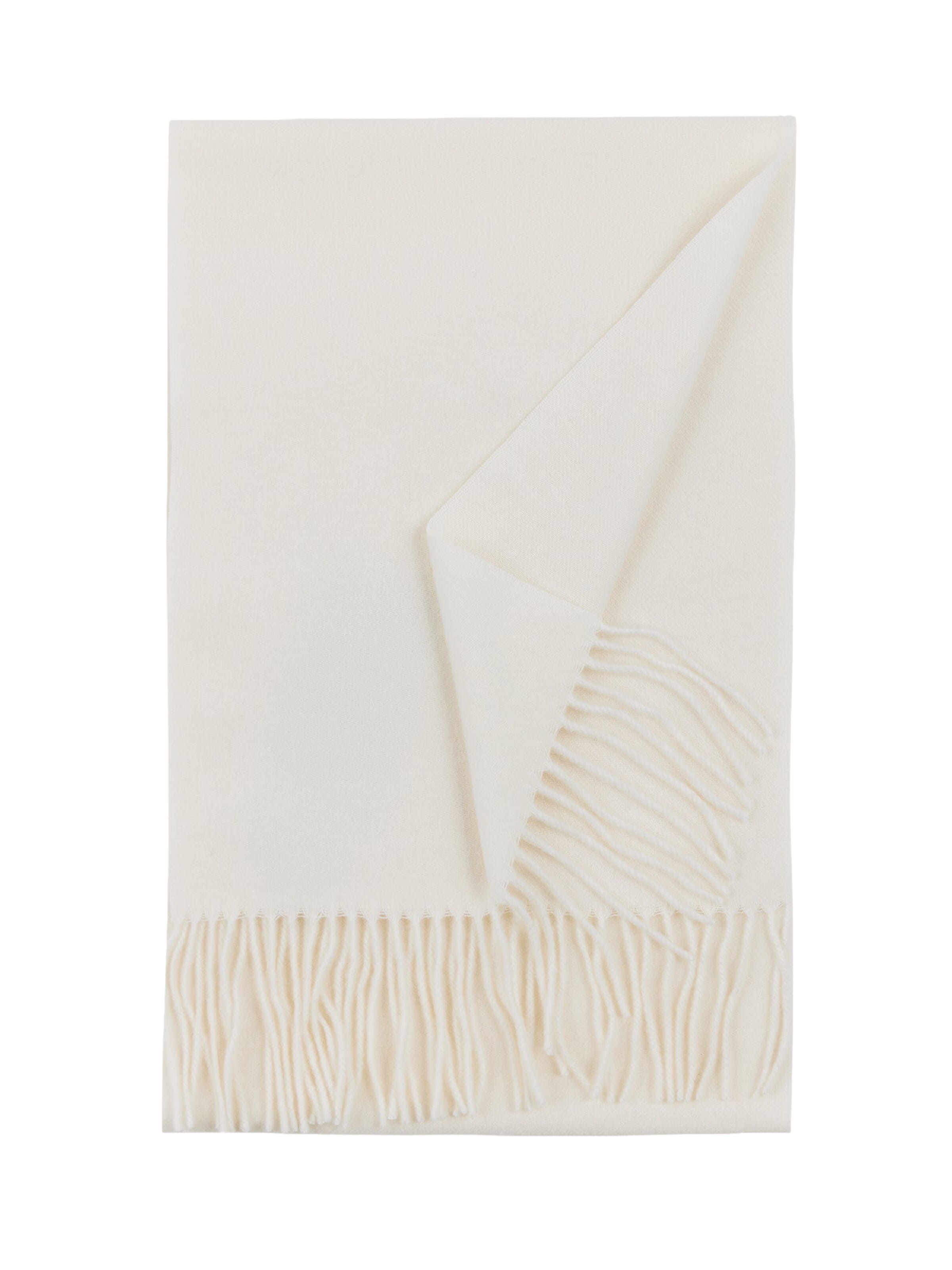 GOBI Cashmere Sjaal 'Unisex Cashmere Fringed Scarf' in Wit: voorkant