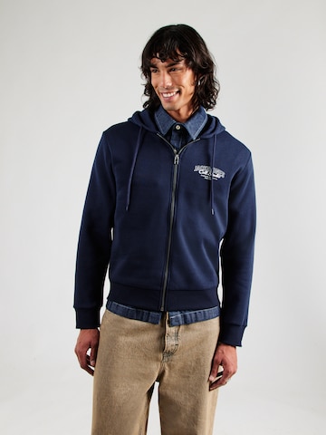 JACK & JONES Кофта на молнии 'JJMAKOTO' в Синий: спереди