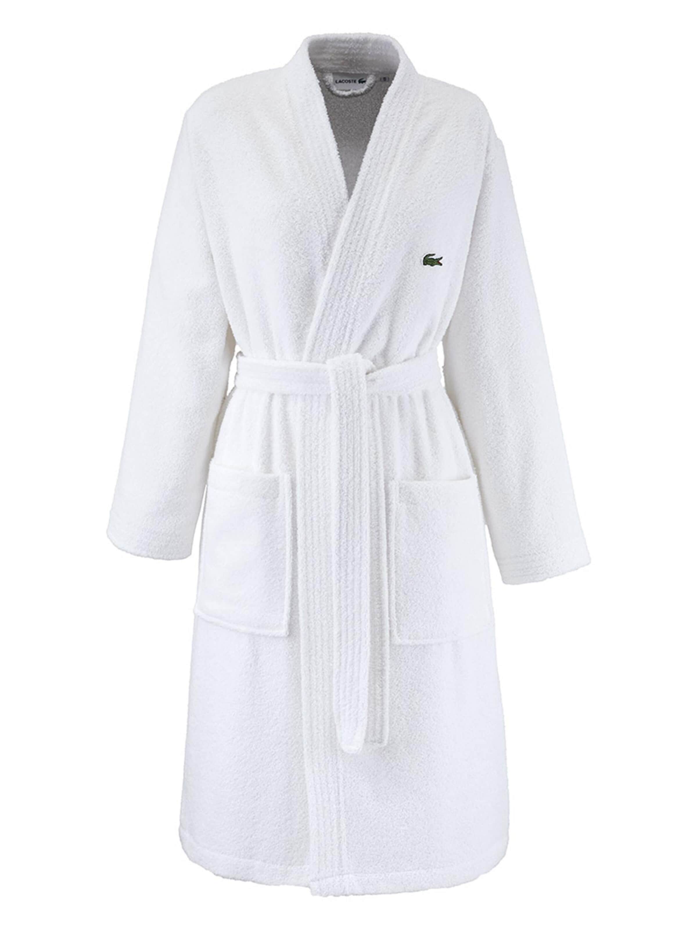 LACOSTE Bademantel lang 'LLECROCO'‌‌‌‌ in Weiß: Vorderseite