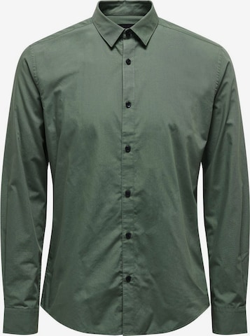 Only & Sons Button Up Shirt in Green: front