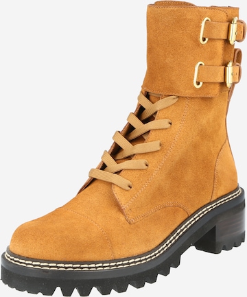 See by Chloé Lace-Up Boots 'Mallory' in Brown: front
