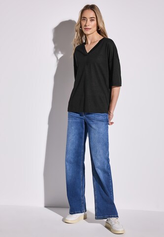 STREET ONE V-Neck T-Shirt in Schwarz