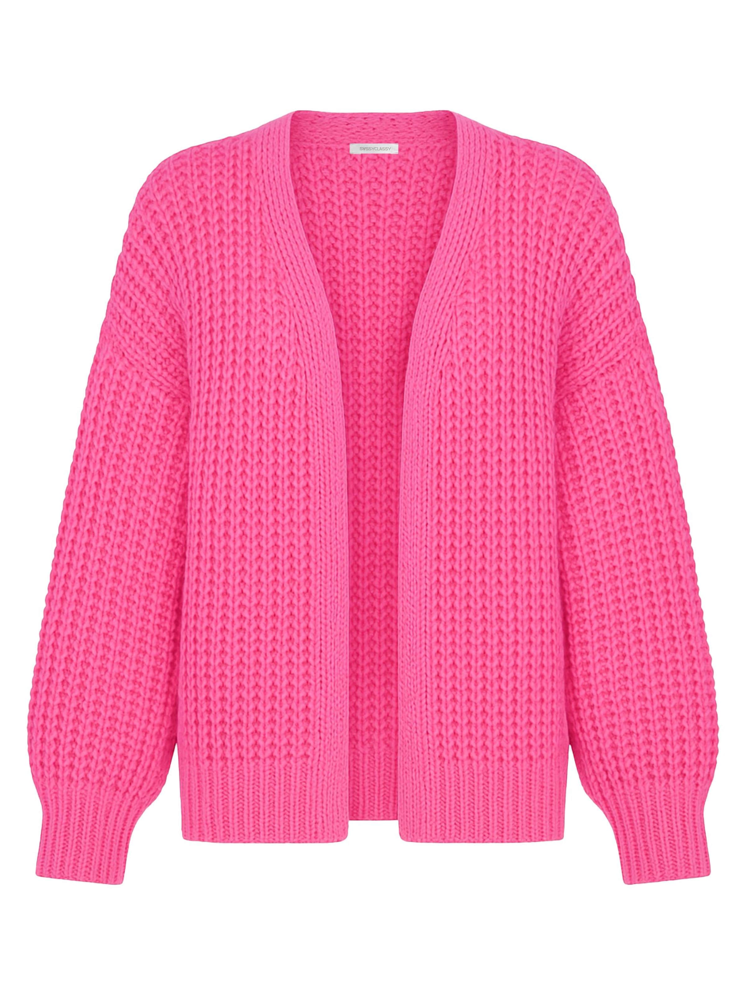 SASSYCLASSY Oversizestrickjacke in Pink: Vorderseite