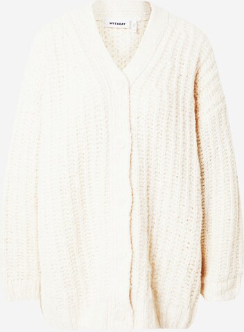 WEEKDAY Свободна плетена жилетка 'Leyla' в бяло: отпред