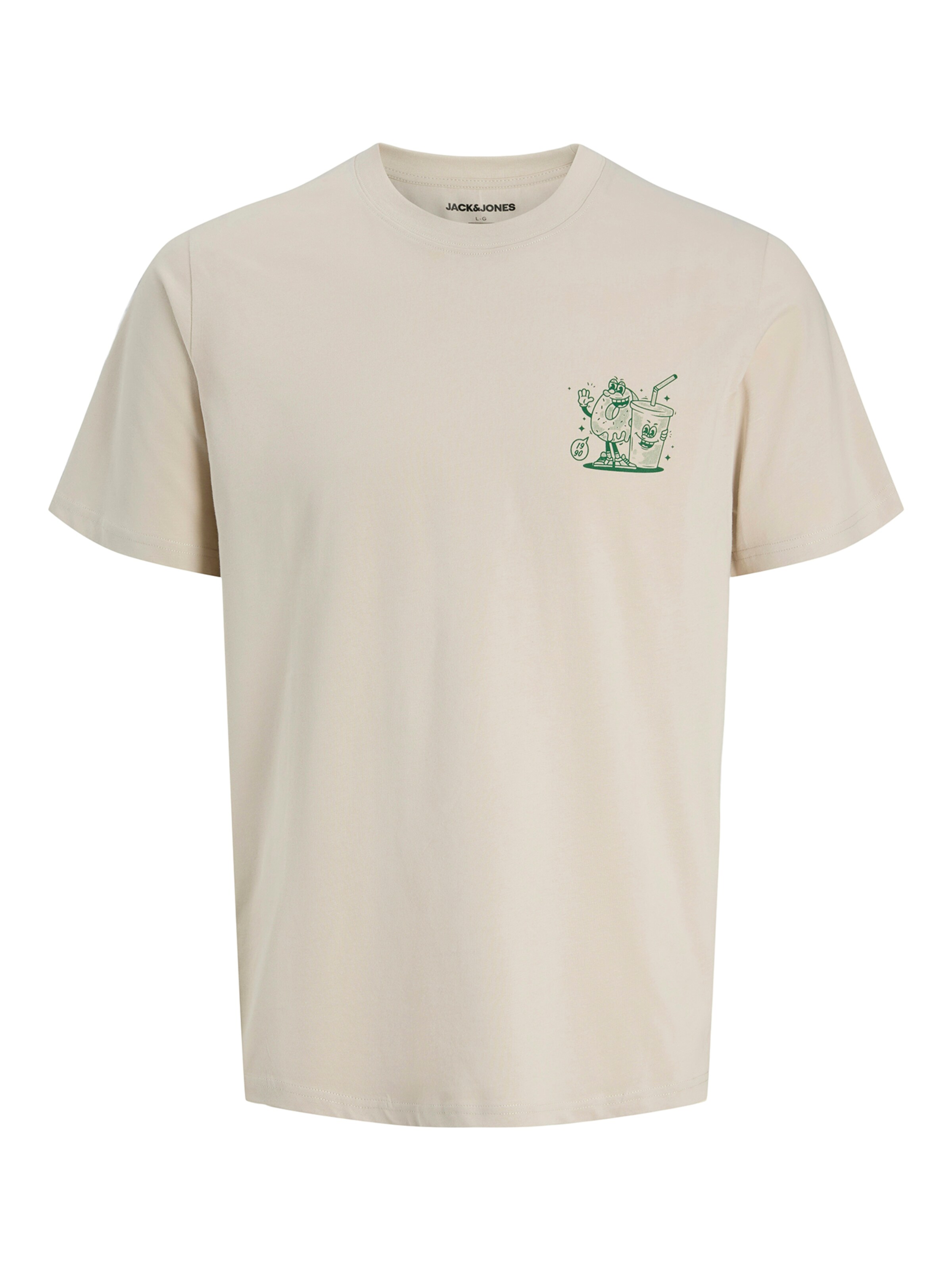JACK & JONES T-shirt 'JJBrewy' i XS i beige / grön, Produktvy