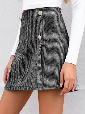 Cupshe Skirt 'Herringbone Button-Front' in Grey
