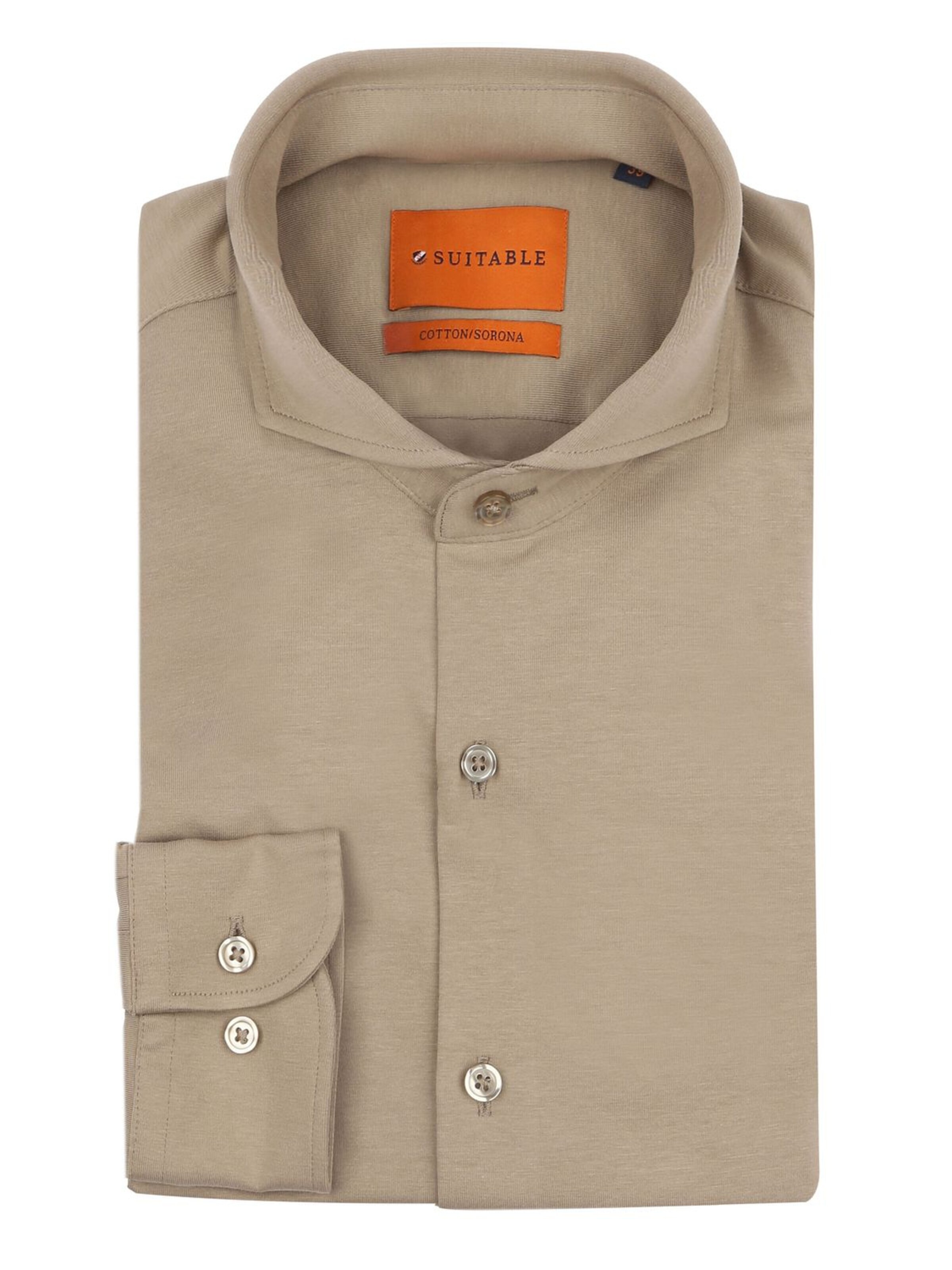 Suitable Button Up Shirt in Beige: front