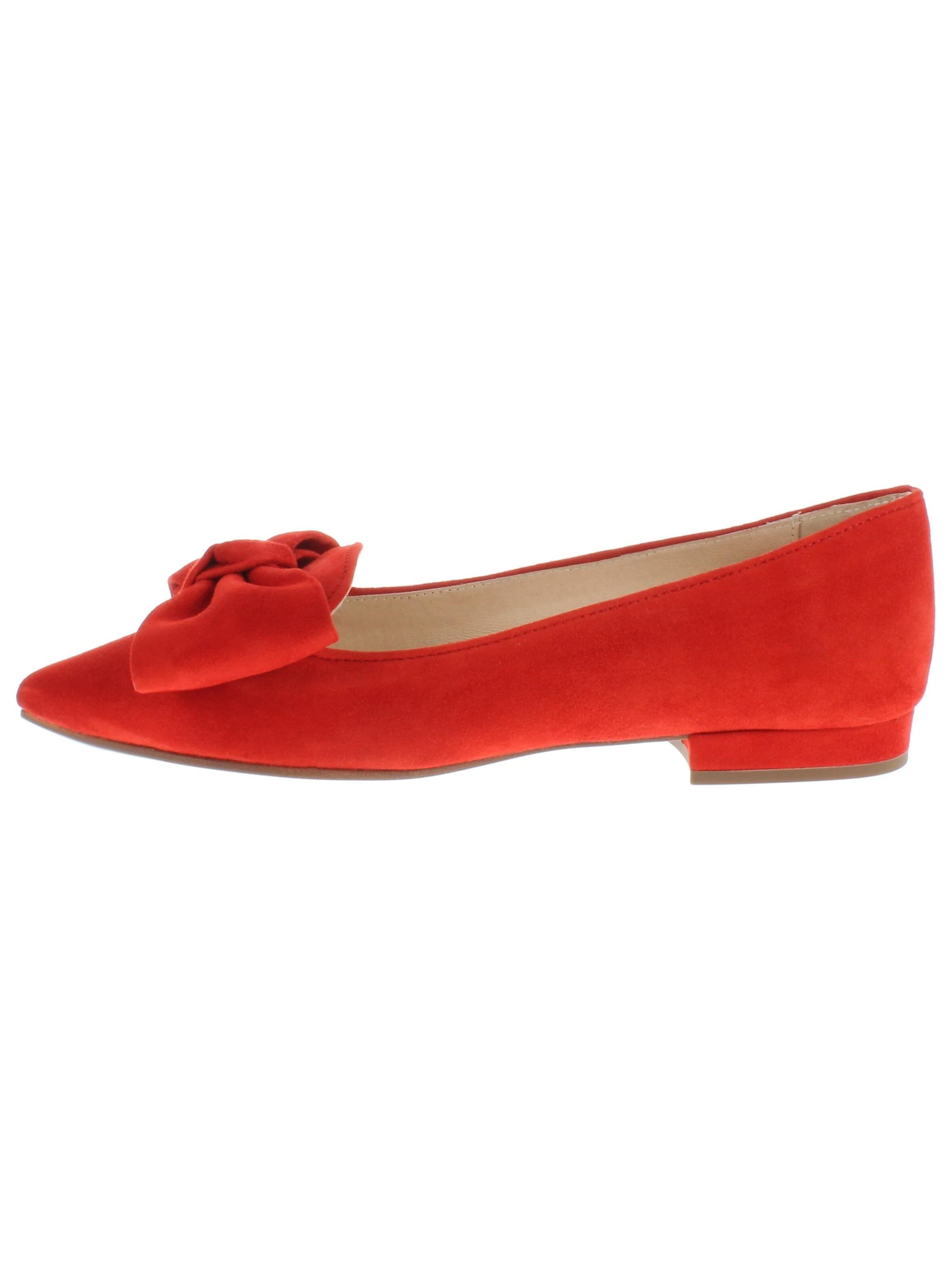 XAVER LUIS Schuhmanufaktur Ballet Flats 'COCOS - mit großer Lederschleife' in Red: front