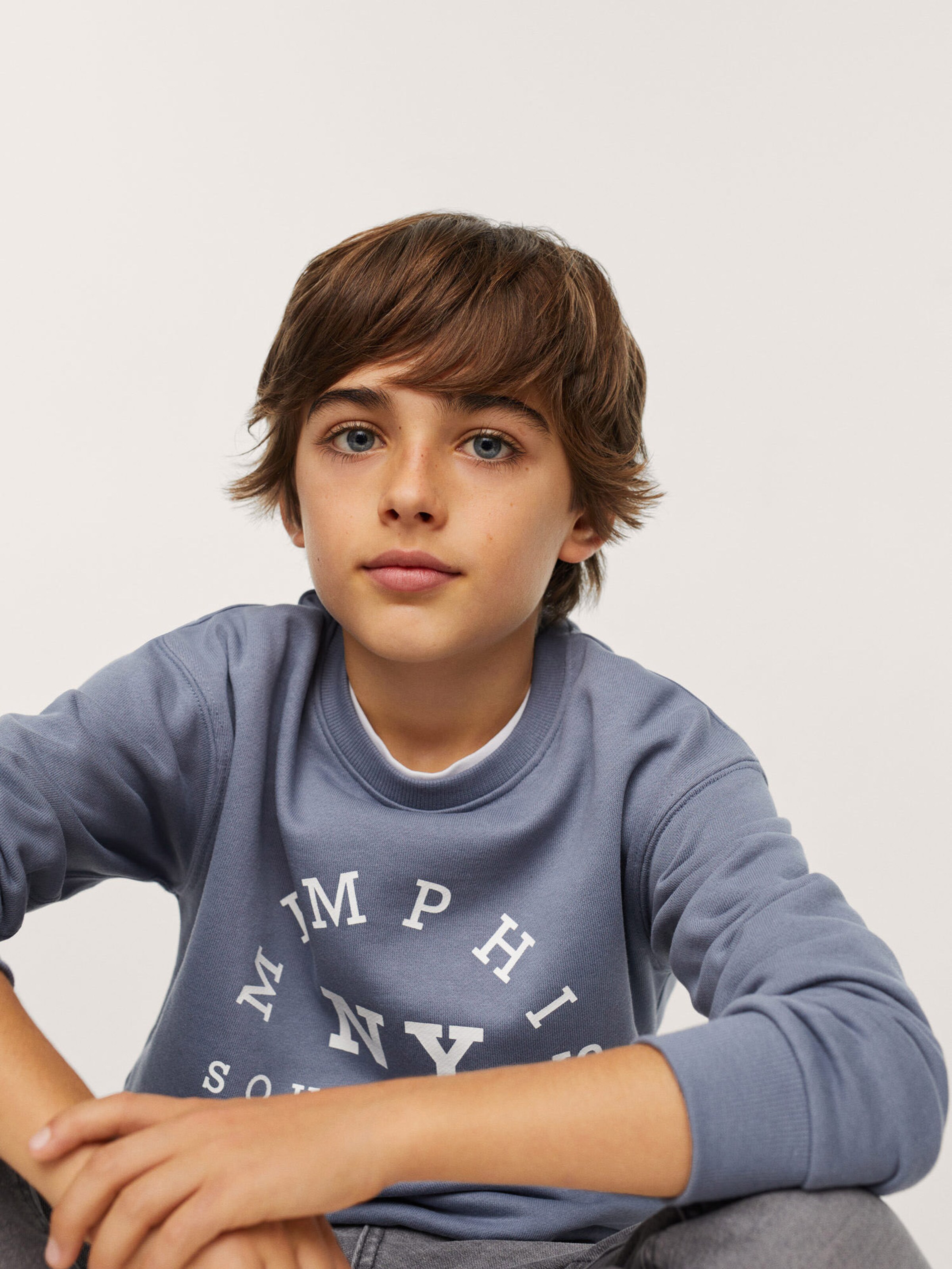 Kinder Teens (Gr. 140-176) MANGO KIDS Sweatshirt 'CANADA' in Taubenblau - HF20698 Kinder Teens (Gr. 140-176) MANGO KIDS Sweatshirt 'CANADA' in Taubenblau - HF20698