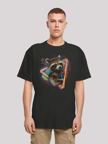 F4NT4STIC Shirt 'Marvel Guardians of the Galaxy Neon Rocket' in Zwart: voorkant