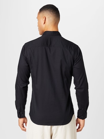 JACK & JONES Slim fit Button Up Shirt 'GINGHAM' in Black