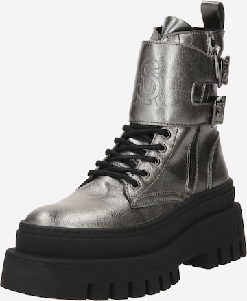 STEVE MADDEN Lace-Up Ankle Boots in Grey: front