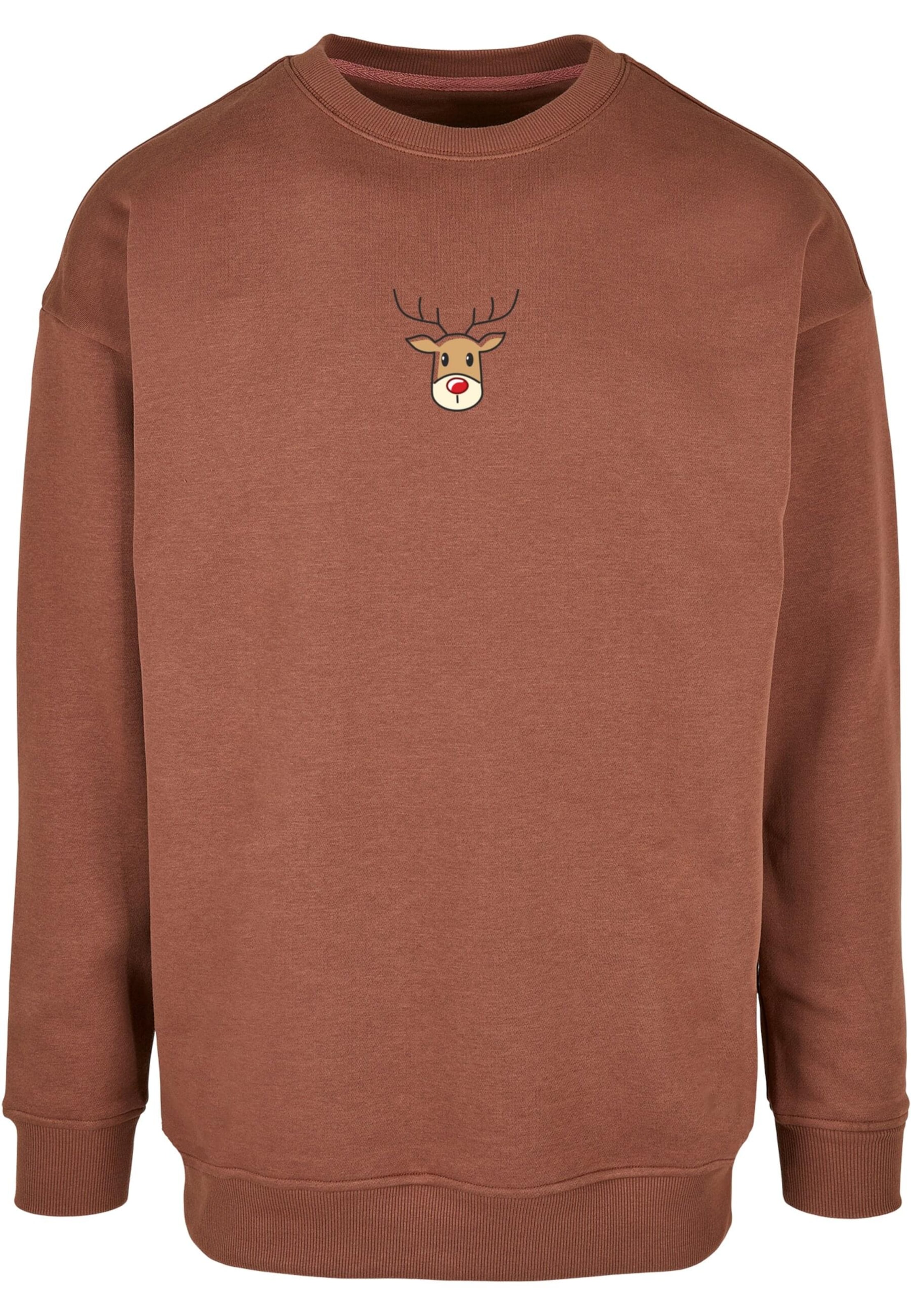 Merchcode Sweatshirt 'Christmas Cute Deer' in Brown: front