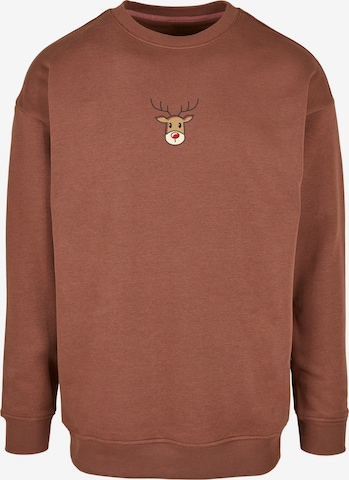 Bluză de molton 'Christmas Cute Deer' de la Merchcode pe maro: față