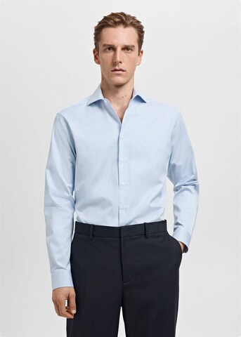 MANGO MAN Slim fit Button Up Shirt 'Cagliari' in Blue: front