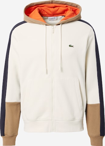 LACOSTE Zip-Up Hoodie in White: front