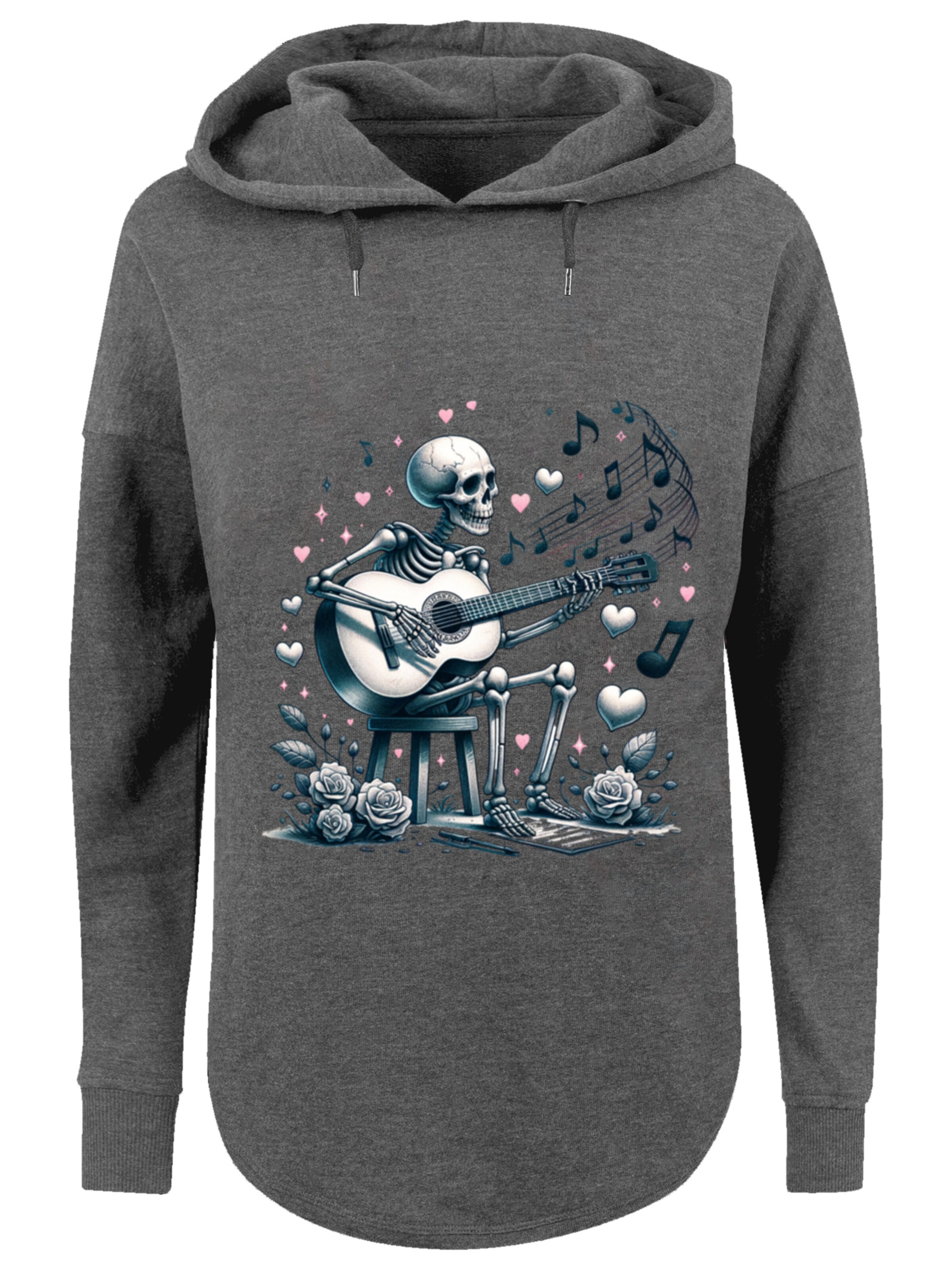 Sweat-shirt 'Skelett spielt Gitarre, Musik, Liebe' F4NT4STIC en gris : devant