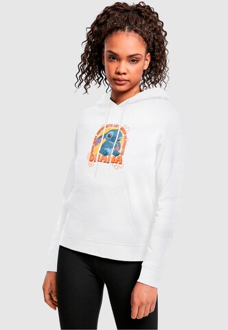 ABSOLUTE CULT Sweatshirt 'Lilo and Stitch - Ohana Orange Flower Dome' in Wit: voorkant