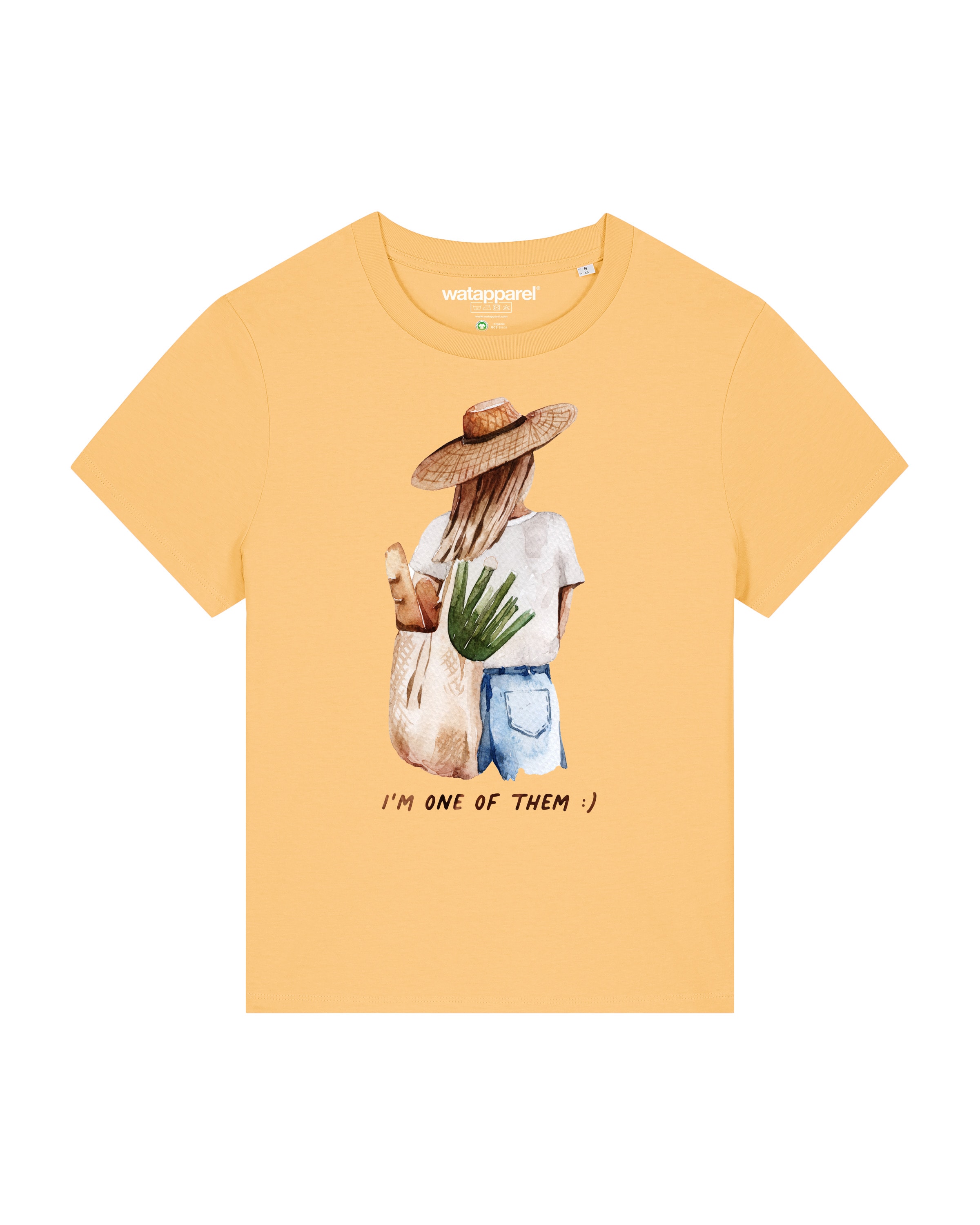 T-shirt Watapparel en jaune : devant