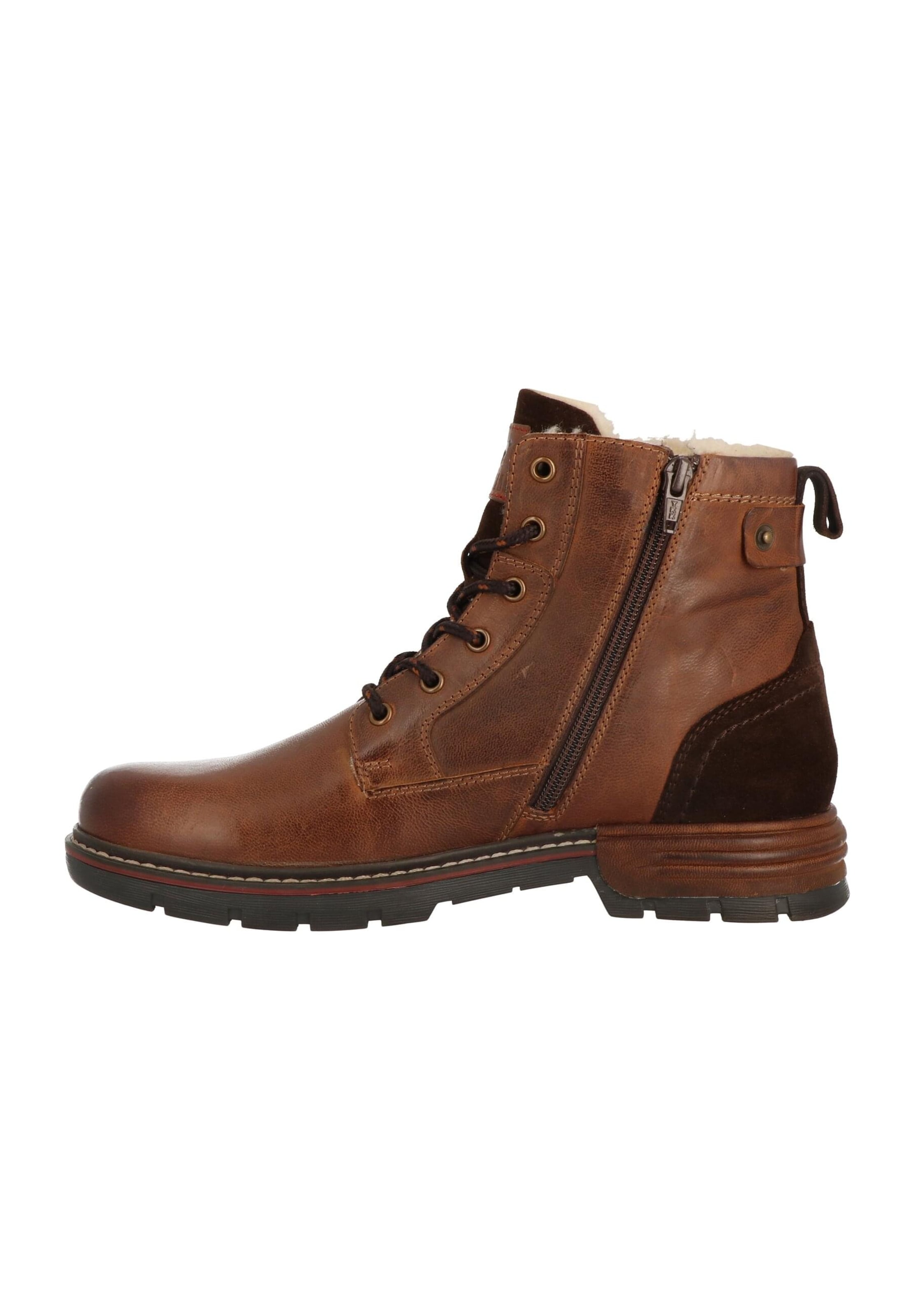 MUSTANG Lace-up boots 'Sergio' in Brown