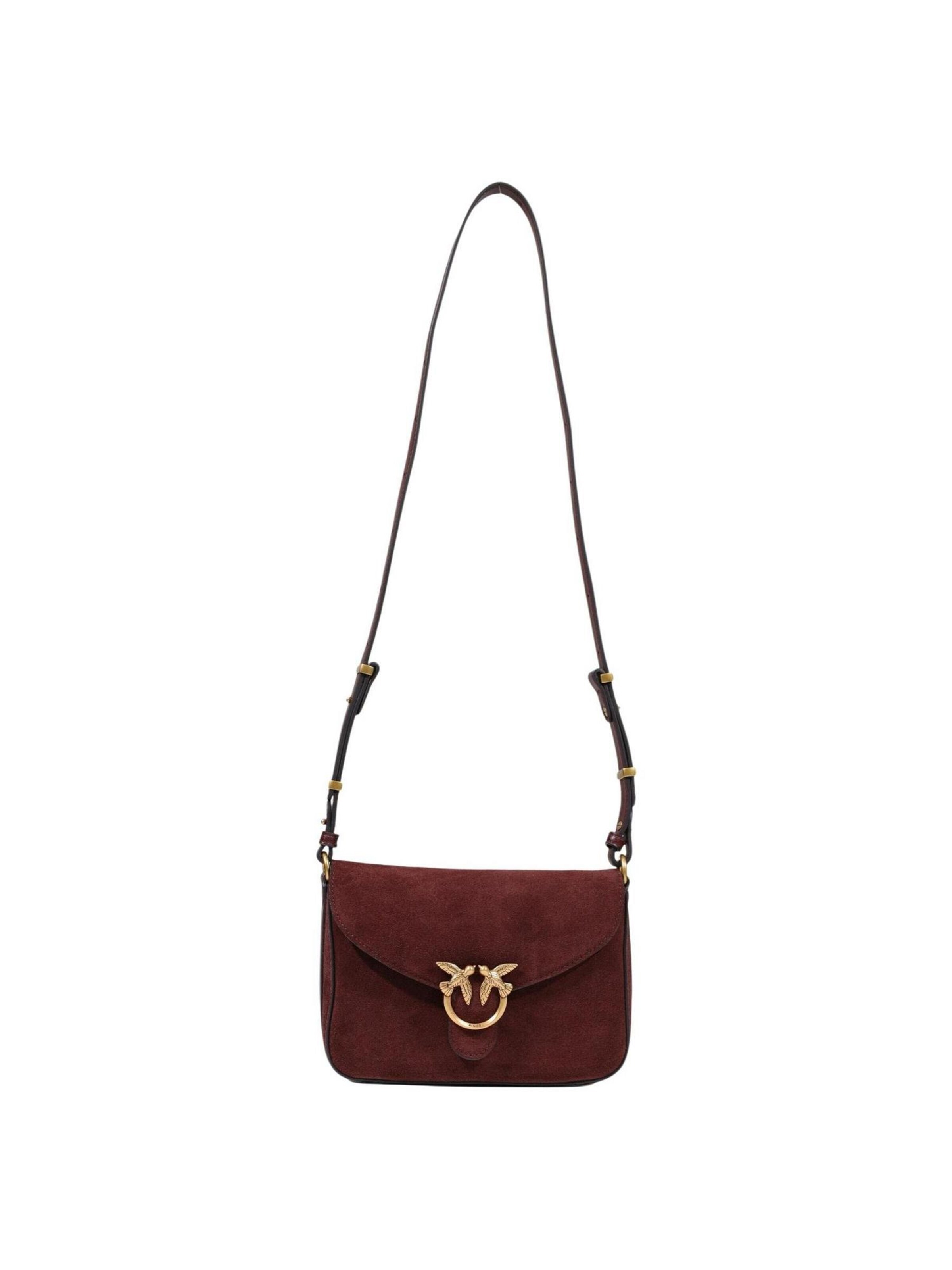 PINKO Schoudertas 'LOVE SATCHEL MINI SUEDE 107656 A0F6' in Bruin: voorkant