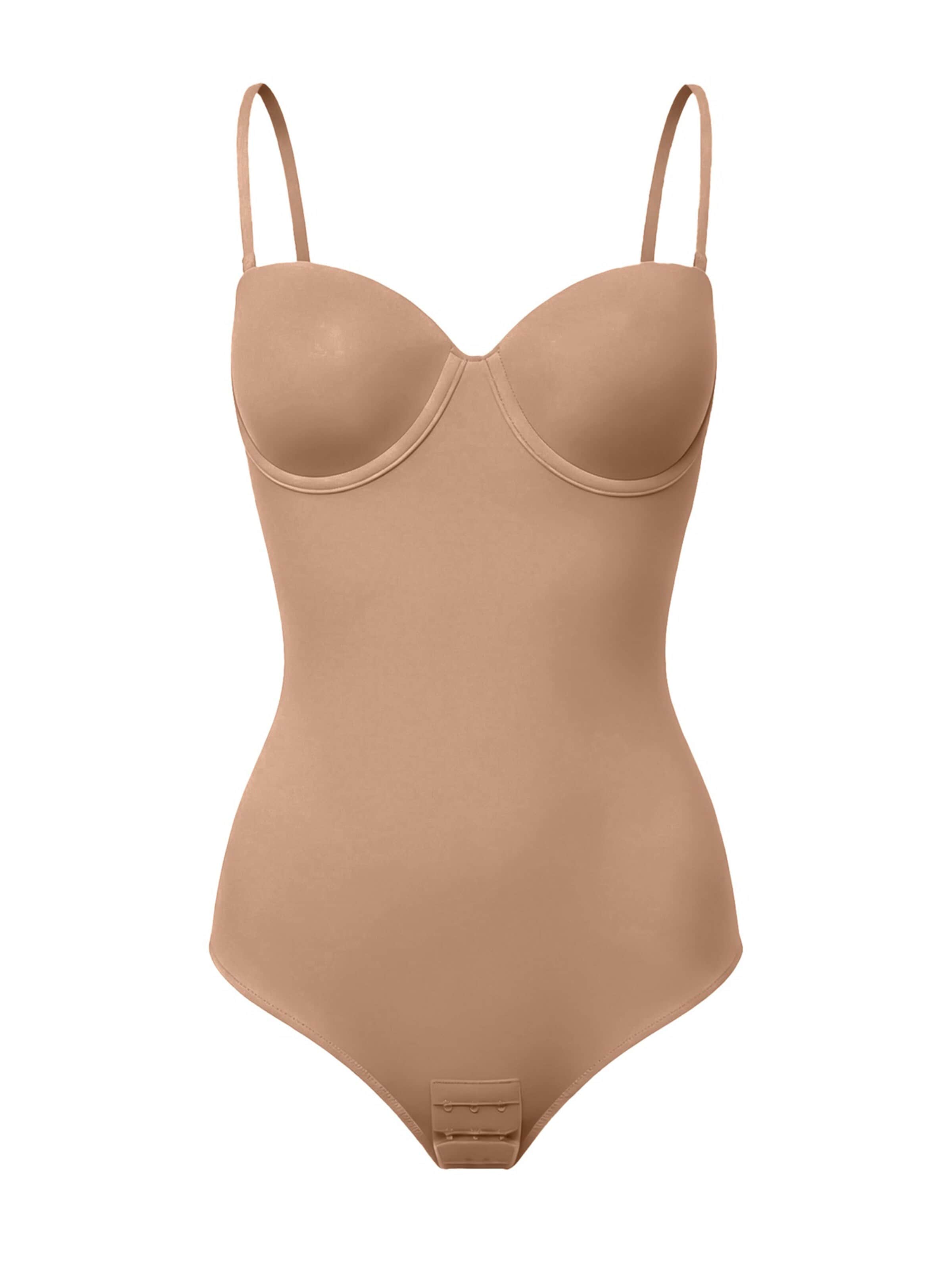 cfab - Body moldeador 'Push-Up Bodysuit mit String' en beige: frente