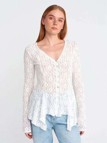 Dilvin Gebreid vest in Wit: voorkant