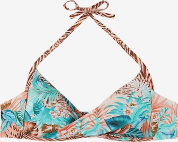 CALZEDONIA Triangle Bikini Top 'Wild Foliage' in Green: front