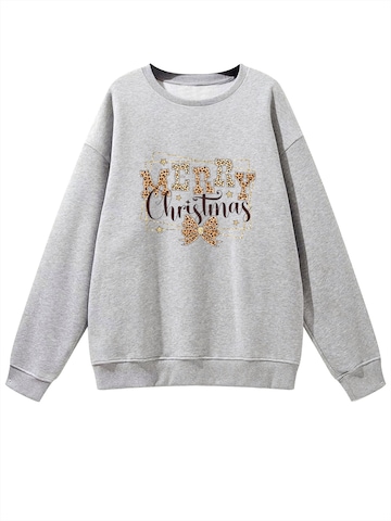 GORHEY - Sudadera 'Women's Crew Neck Oversized Sweatshirt with Christmas Print' en gris