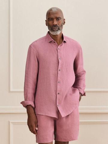 Coupe regular Chemise 'Signature' Next en rose : devant