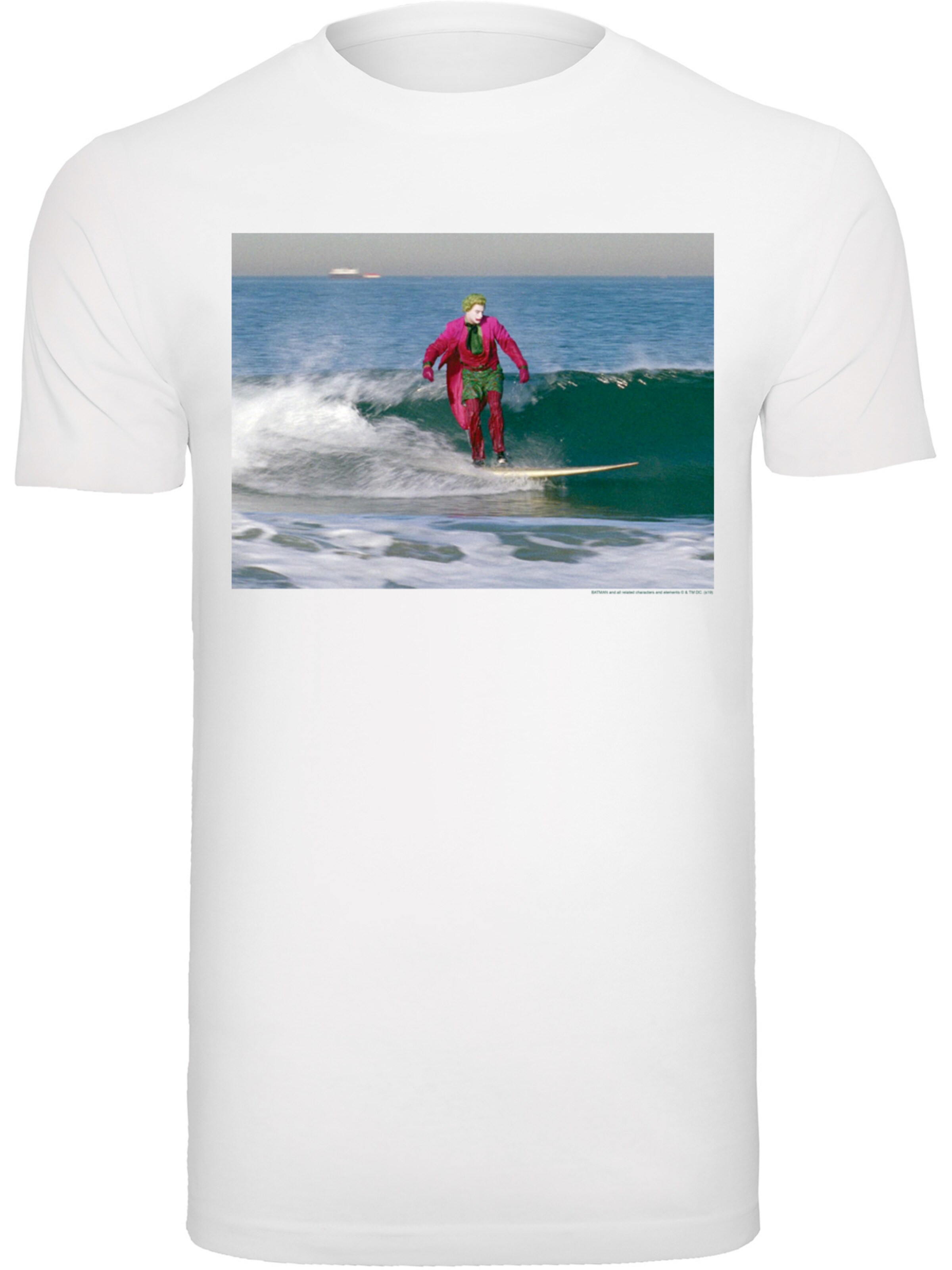 T-Shirt 'Batman TV Series Joker Surfing' F4NT4STIC en blanc : devant