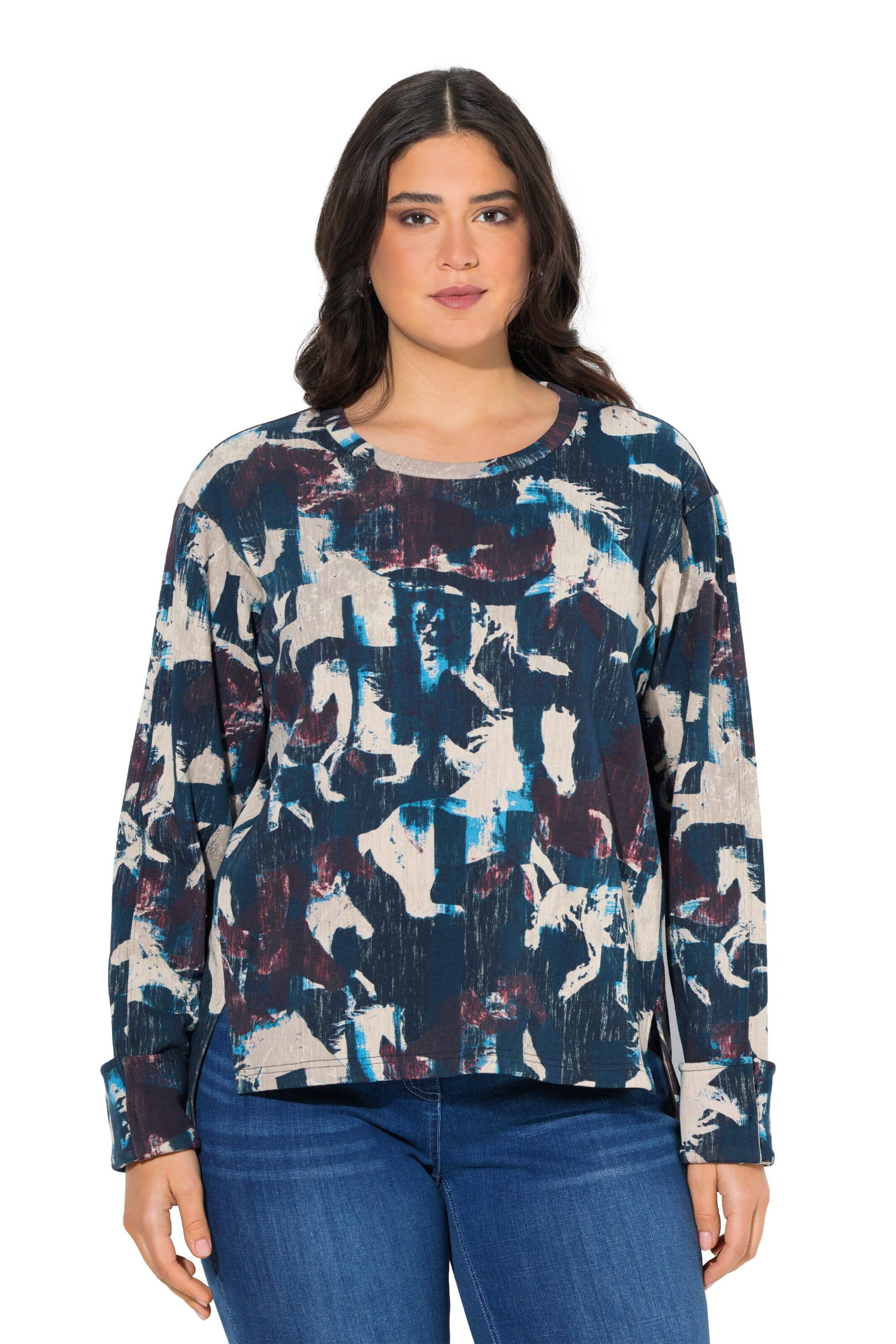 Ulla Popken Sweatshirt in Blau: Vorderseite