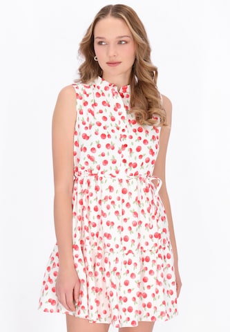 MYMO - Vestidos camiseiros em branco: frente