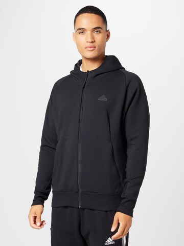 ADIDAS SPORTSWEAR Sports sweat jacket 'Z.N.E. Premium ' in Black: front