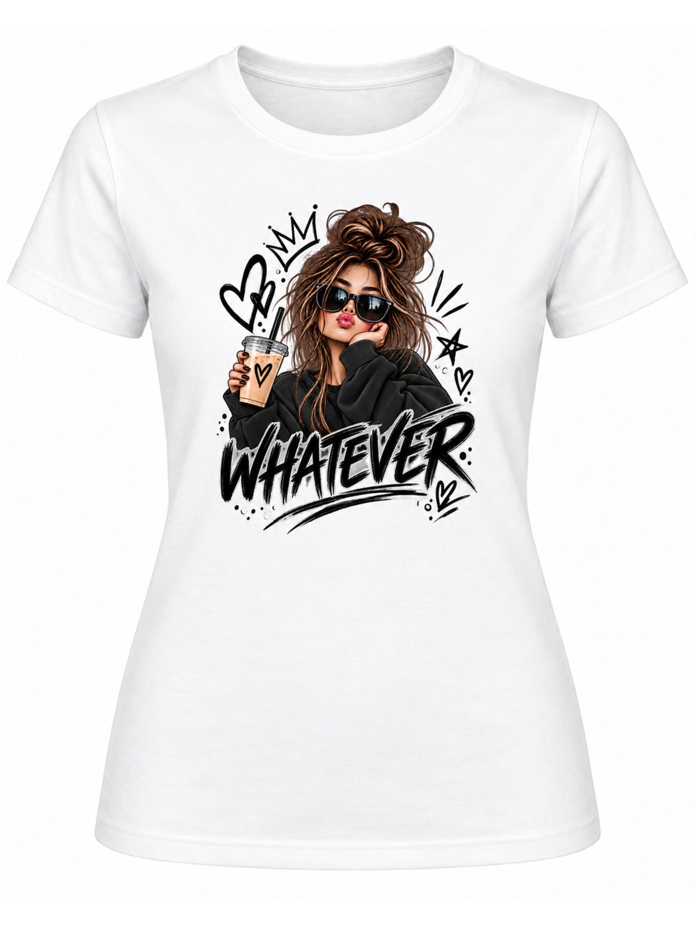 Printdistrict.dk Shirts 'Whatever' i hvid: forside