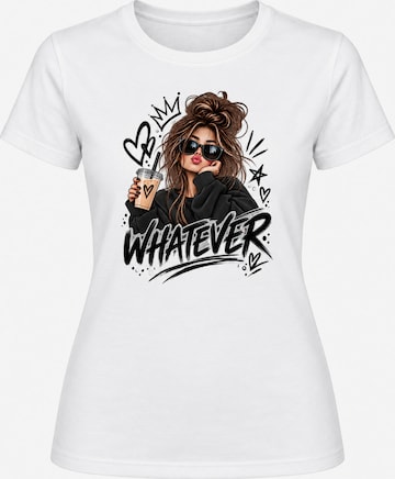 Printdistrict.dk T-shirt 'Whatever' i vit: framsida