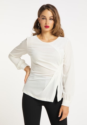 Camicia da donna di faina in bianco: frontale