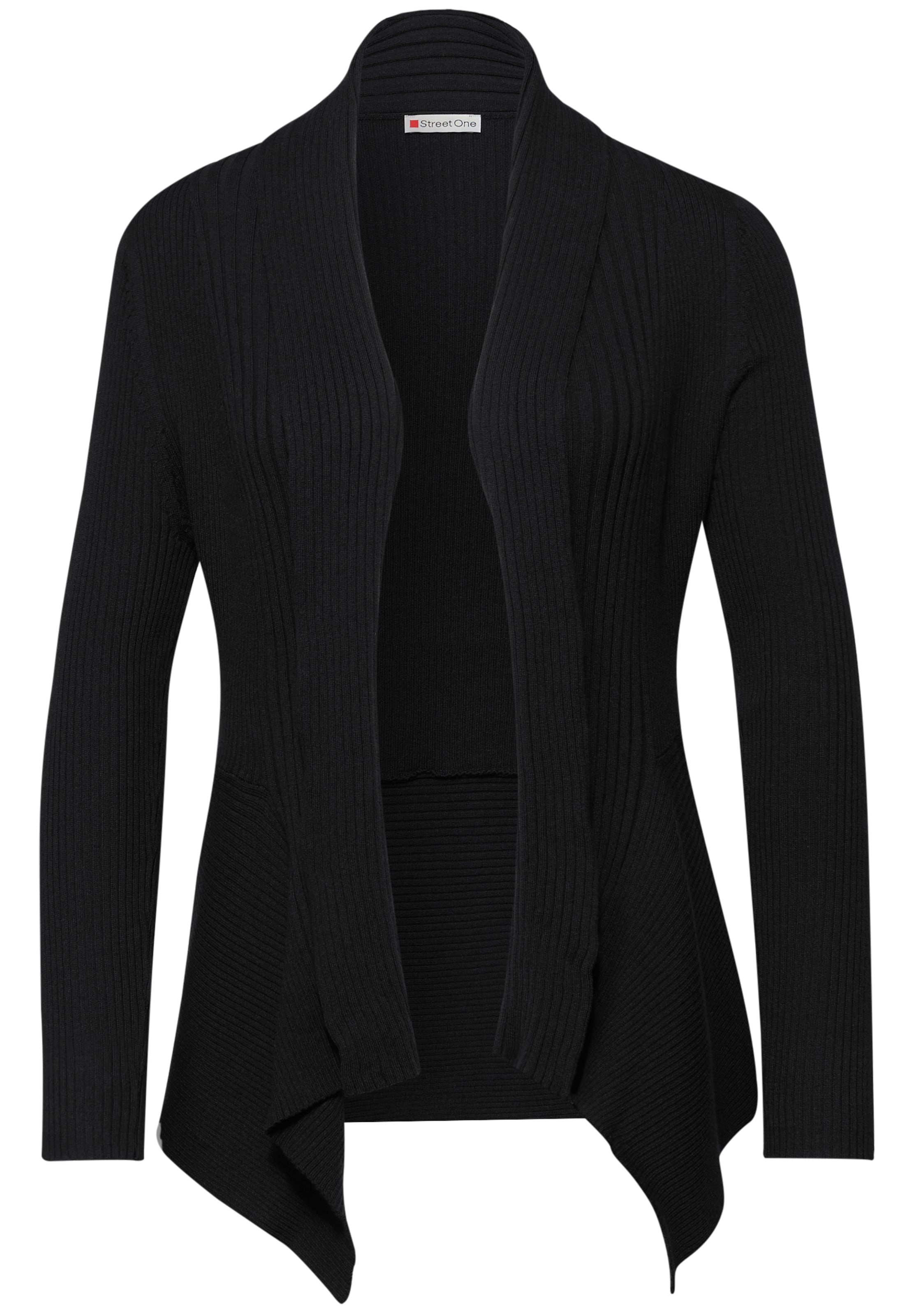STREET ONE Knit Cardigan in Black: front