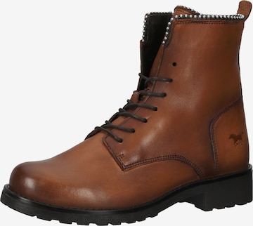 MUSTANG Lace-Up Ankle Boots in Brown: front