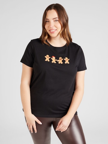 Tricou 'NOEL XMAS' de la ONLY Carmakoma pe negru: față