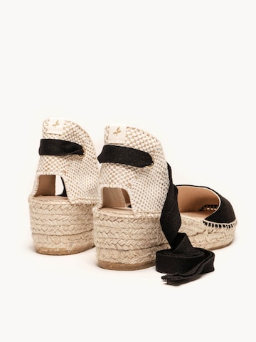 Sandalo 'Alpargata Cuña 5 cm' di Alhamas in nero