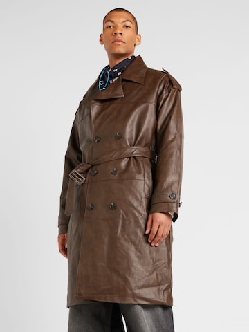 TOPMAN Between-Seasons Coat in Brown: front
