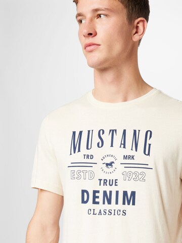 MUSTANG T-Shirt 'Alex' in Beige