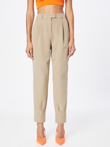 VERO MODA Regular Pleat-Front Pants in Beige: front