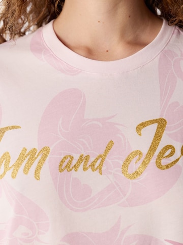 Chemise de nuit 'PENTI Tom&jerry Nachthemd mit Katzenmuster und kurzen Ärmeln' Penti en rose