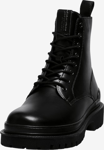 Bottines à lacets Pull&Bear en noir : devant