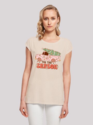 T-shirt 'Tis The Season Christmas' F4NT4STIC en beige : devant