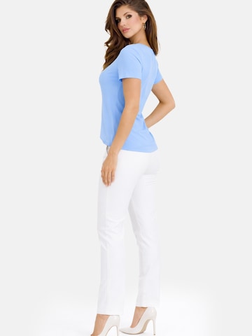 Chemisier 'Short Sleeve Blouse with Pleated Neckline' REGINA FASHION en bleu