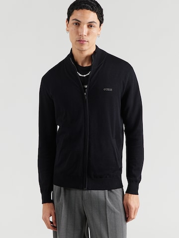 GUESS Knit Cardigan in Black: front